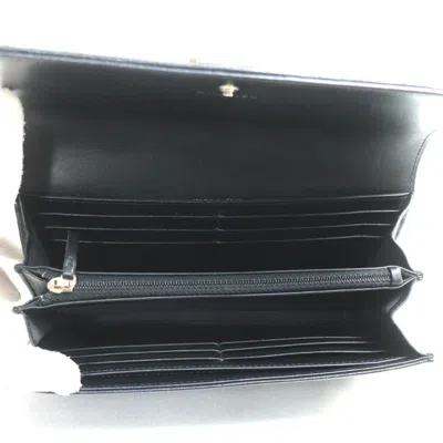 Pre-owned Chanel Black Leather Long Wallet (bi-fold) ()