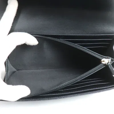 Pre-owned Chanel Black Leather Long Wallet (bi-fold) ()