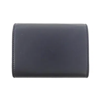 Pre-owned Chanel Blue Navy White Leather Coin Purse/coin Case ()
