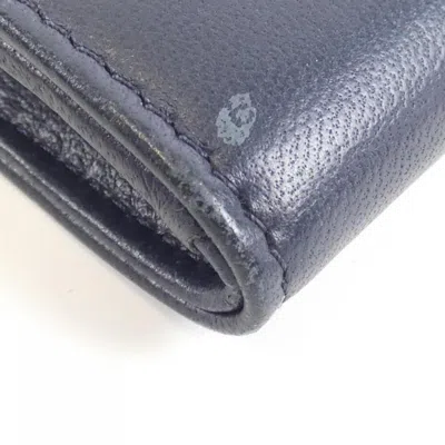 Pre-owned Chanel Blue Navy White Leather Coin Purse/coin Case ()