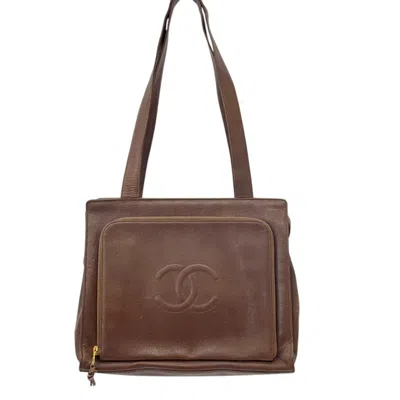 Pre-owned Chanel Brown Grained Calfskin Shoulder Bag Tote Bag ()