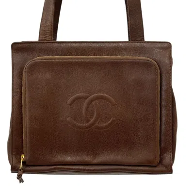 Pre-owned Chanel Brown Grained Calfskin Shoulder Bag Tote Bag ()