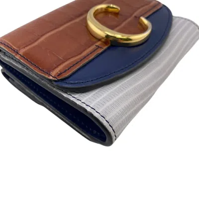 Pre-owned Chloé Brown Navy Leather Wallet (tri-fold) ()