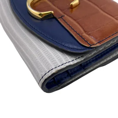 Pre-owned Chloé Brown Navy Leather Wallet (tri-fold) ()