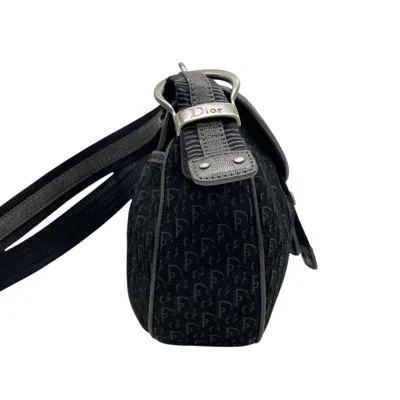 Pre-owned Dior Christian  Black Gray Canvas Leather Pochette Shoulder Bag ()