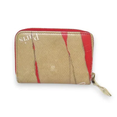 Pre-owned Christian Louboutin Beige Red Color White Coin Purse/coin Case ()
