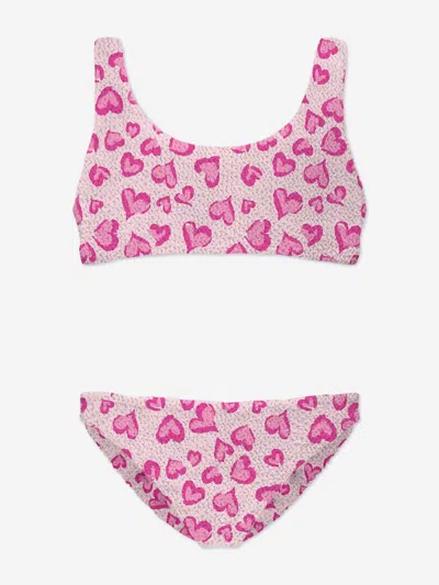 Mc2 Saint Barth Girls Crinkle Amour Bralette Bikini In Pink