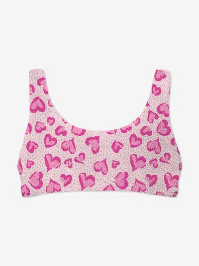 Mc2 Saint Barth Girls Crinkle Amour Bralette Bikini In Pink