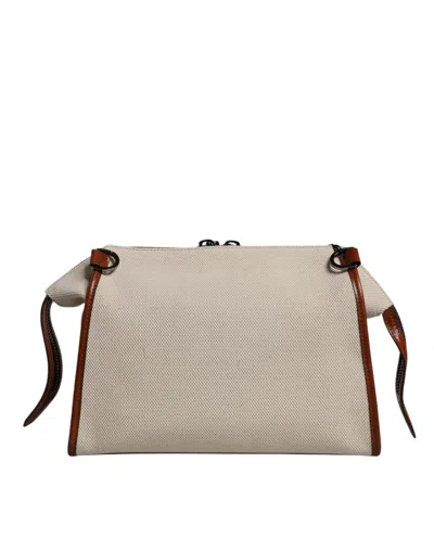 Pre-owned Dolce & Gabbana Beige Brown Cotton Leather Duffle Shoulder Men's Bag ()
