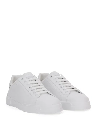 Dolce & Gabbana Portofino Light White Sneakers With Logo Patch On The Tongue And Tonal Logo Lettering On The Heel In In White