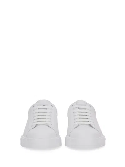 Dolce & Gabbana Portofino Light White Sneakers With Logo Patch On The Tongue And Tonal Logo Lettering On The Heel In In White