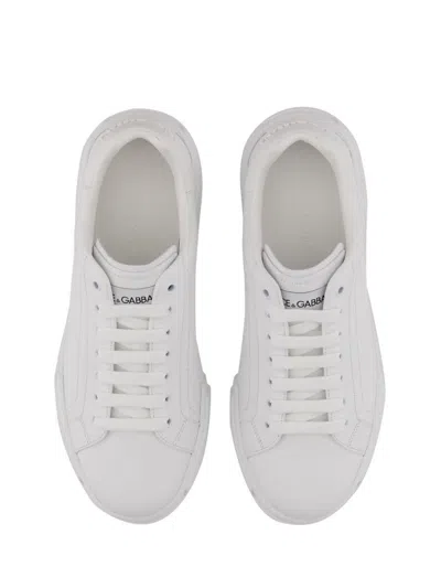 Dolce & Gabbana Portofino Light White Sneakers With Logo Patch On The Tongue And Tonal Logo Lettering On The Heel In In White