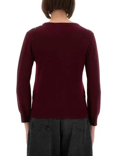 Ganni Womens Tawny Port Rhombus-print Round-neck Wool And Cashmere Cardigan Xl