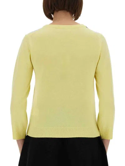 Ganni Knitwear Cardigan With Argyle Pattern And Pockets In Yellow