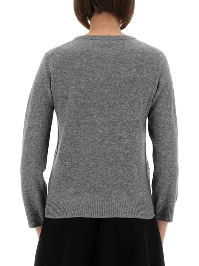 Ganni Womens Paloma Melange Rhombus-print Round-neck Wool And Cashmere Cardigan