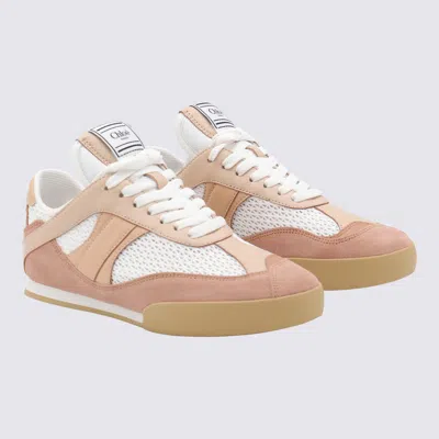 Chloé Kick Leather And Suede-trimmed Mesh Sneakers In Brown