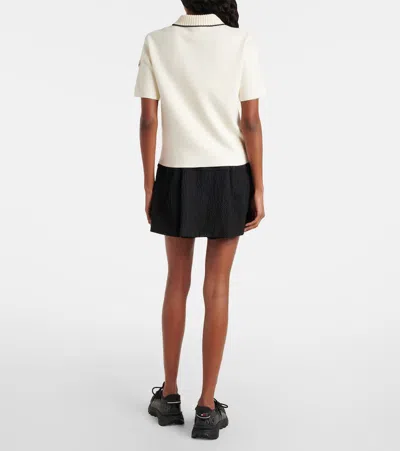 Moncler Knit Cotton Polo Shirt In White