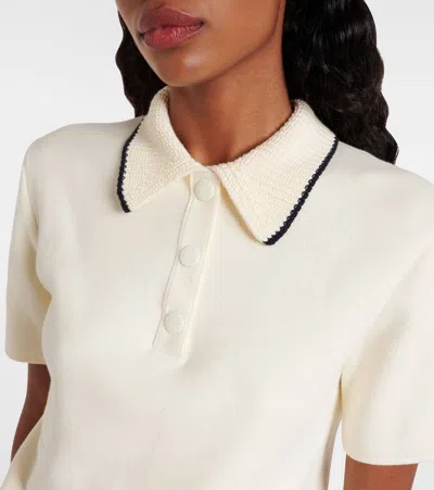 Moncler Knit Cotton Polo Shirt In White