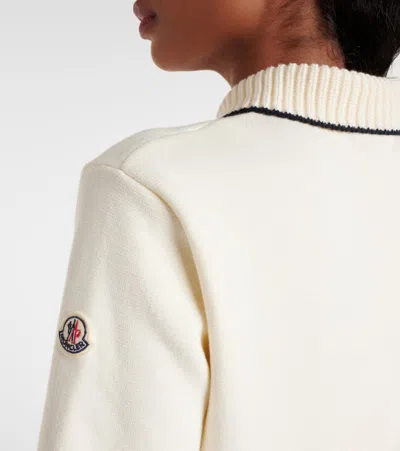 Moncler Knit Cotton Polo Shirt In White