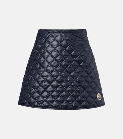 Moncler Minigonna In Nylon Blu Notte Donna In Black
