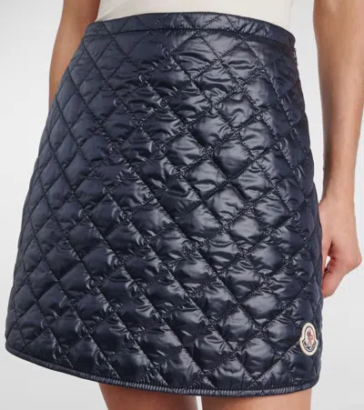 Moncler Minigonna In Nylon Blu Notte Donna In Black