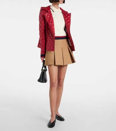Moncler Pleated Mini Skirt In Brown