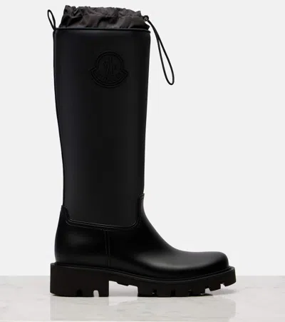 Moncler Rubber Kickstream Boots With Drawstring In Black