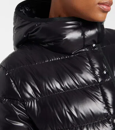 Moncler Black Down Jacket In Lacquered Nylon