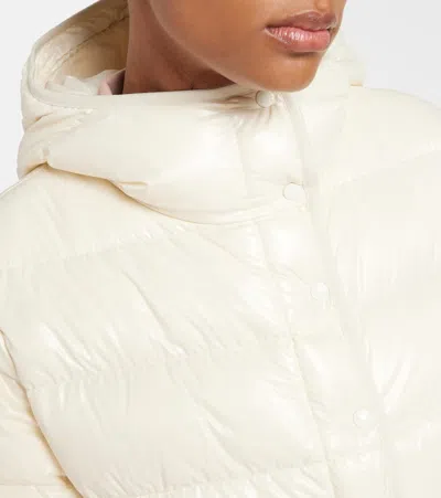 Moncler White Down Jacket In Lacquered Nylon
