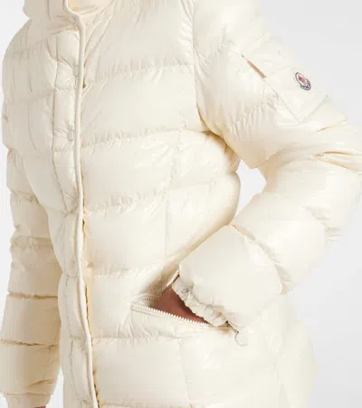 Moncler White Down Jacket In Lacquered Nylon
