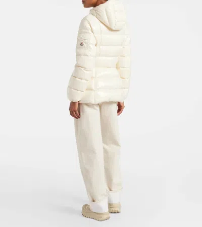 Moncler White Down Jacket In Lacquered Nylon