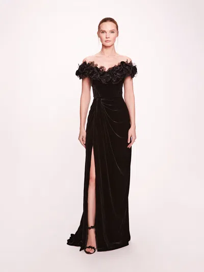 Marchesa Velvet Column Gown
