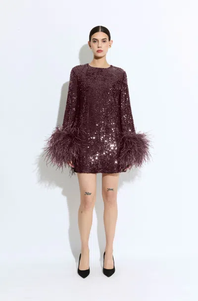 Lapointe Sequin Dress With Feathers