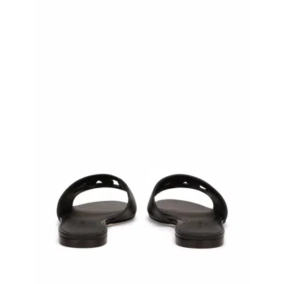 Dolce & Gabbana Black Flats With Cut-out Band And Dg Logo In Soft Rubber Woman In Black