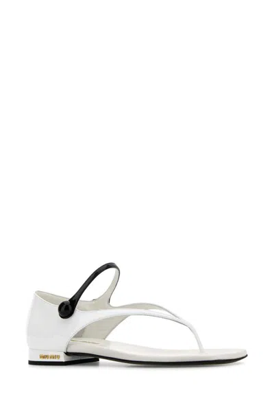 Miu Miu White Leather Sandals