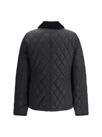 Burberry Oldham Black Quilted Jacket With Corduroy Collar In Tech Fabric Woman In Black