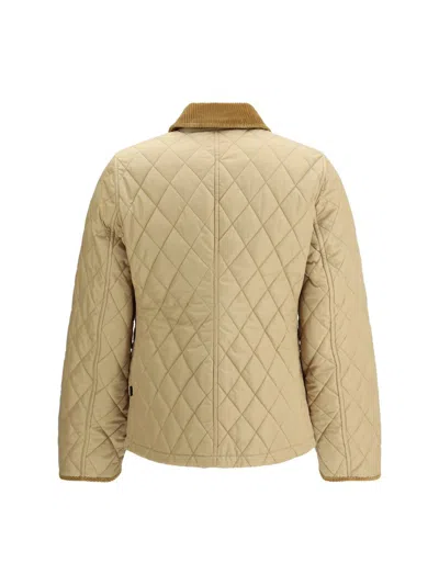 Burberry Oldham Beige Quilted Jacket With Corduroy Collar In Tech Fabric Woman In Neutral