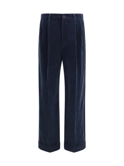 Valentino Trousers Featuring Pleated Design And Belt Loops In Blue