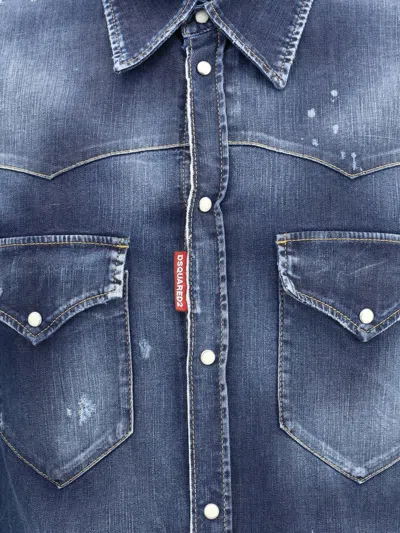 Dsquared2 Fashion Western Shirt In Blue