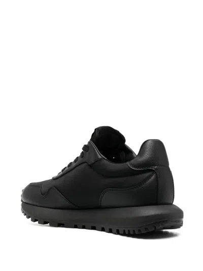 Emporio Armani Asv Recycled Nylon Sneakers With Regenerated Saffiano Details In Black