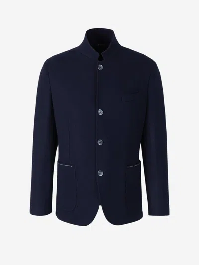 Fedeli Damon Flannel Cashmere Jacket In Blue