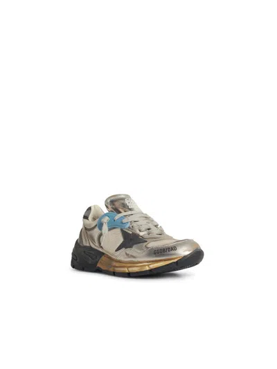 Golden Goose Mesh And Silver Laminated Leather Sneakers With Star In Multi