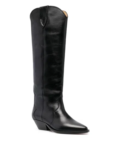 Isabel Marant 40mm Denvee Leather Boots In Black