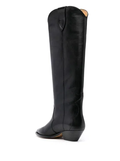 Isabel Marant 40mm Denvee Leather Boots In Black