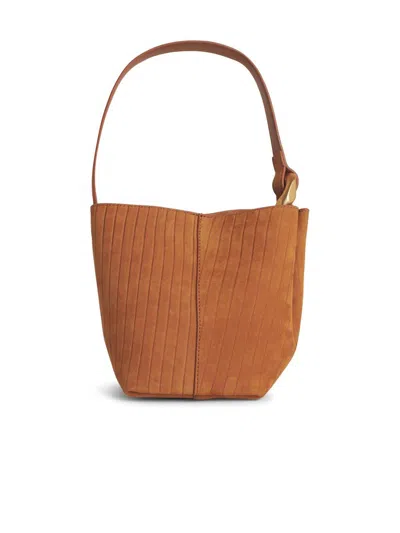 Jw Anderson The Jwa Corner Small Bucket Suede In Brown