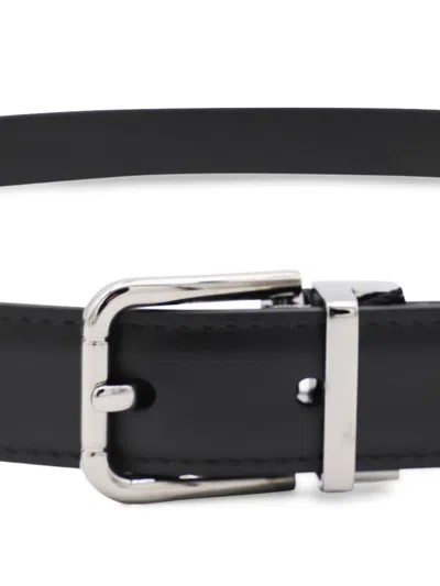 Dolce & Gabbana Black Leather Belt In Nero/rutenio