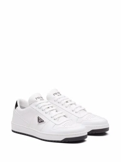 Prada Downtown Leather Low-top Sneakers In White