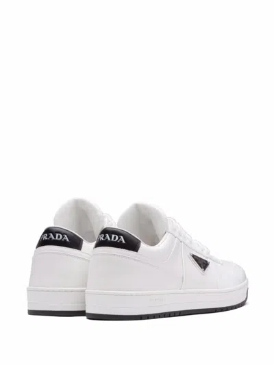 Prada Downtown Leather Low-top Sneakers In White