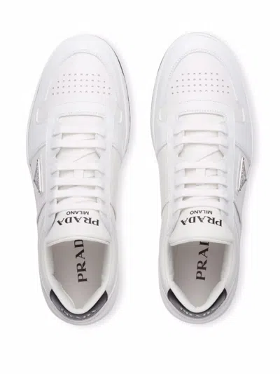 Prada Downtown Leather Low-top Sneakers In White