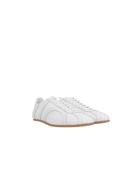 Totême Canvas Low-top Sneakers With Leather Profiles In White